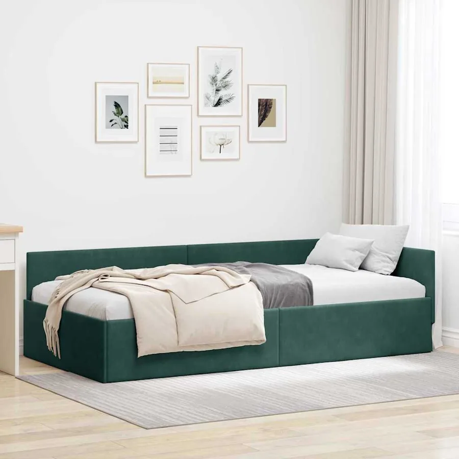 Cadre de lit d'angle Vert foncé 80 cm x 200 cm Velours