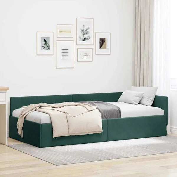 Cadre de lit d'angle Vert foncé 80 cm x 200 cm Velours