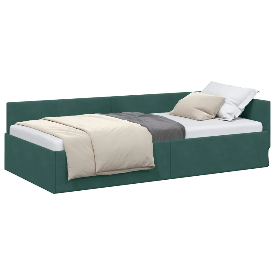 Cadre de lit d'angle Vert foncé 80 cm x 200 cm Velours - 2