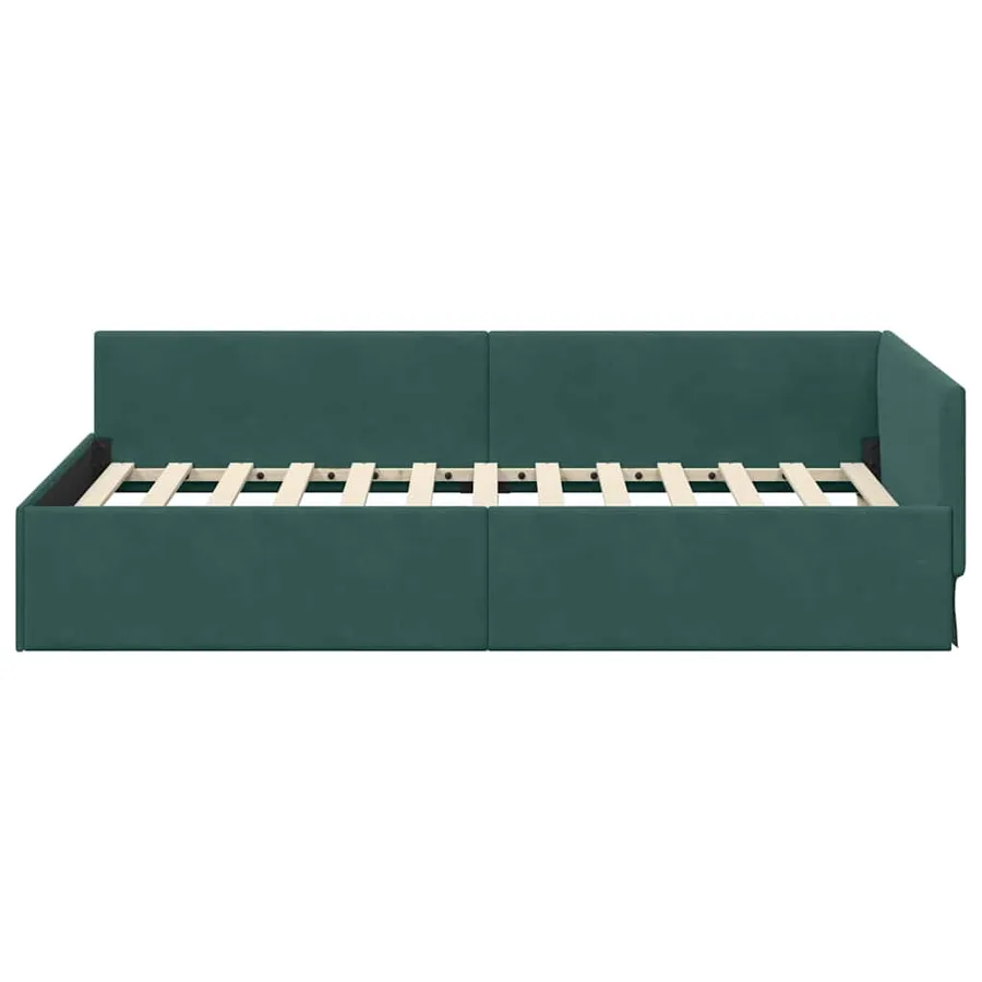 Cadre de lit d'angle Vert foncé 80 cm x 200 cm Velours - 5
