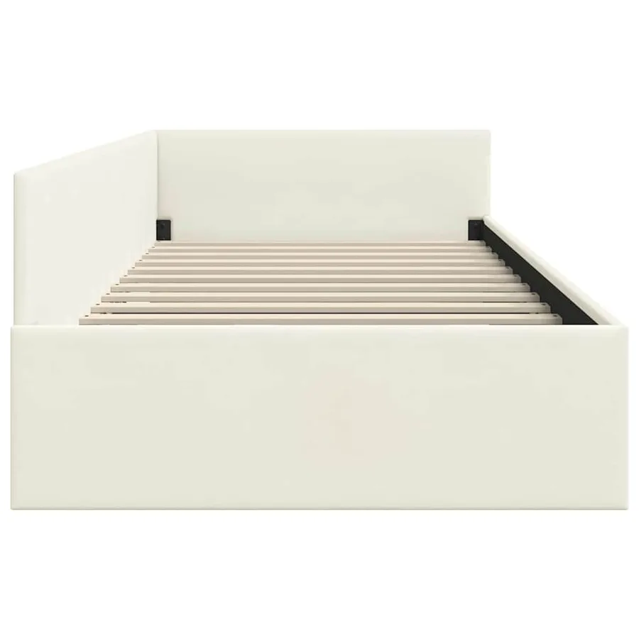 Cadre de lit d'angle Crème 80 cm x 200 cm Velours - 6