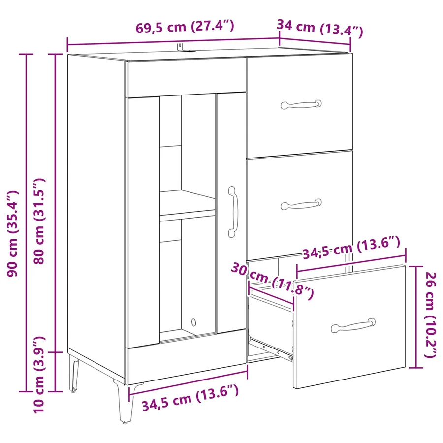 Buffet Chêne artisanal 69,5 x 34 x 90 cm - 14
