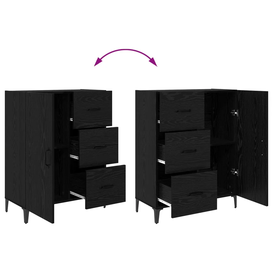 Buffet Chêne noir 69,5 x 34 x 90 cm Bois d'ingénierie - 10