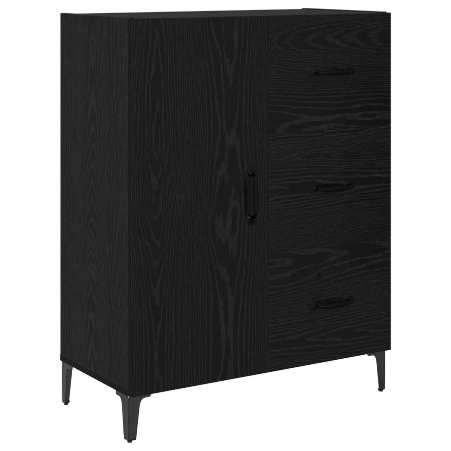 Buffet Chêne noir 69,5 x 34 x 90 cm Bois d'ingénierie - 2