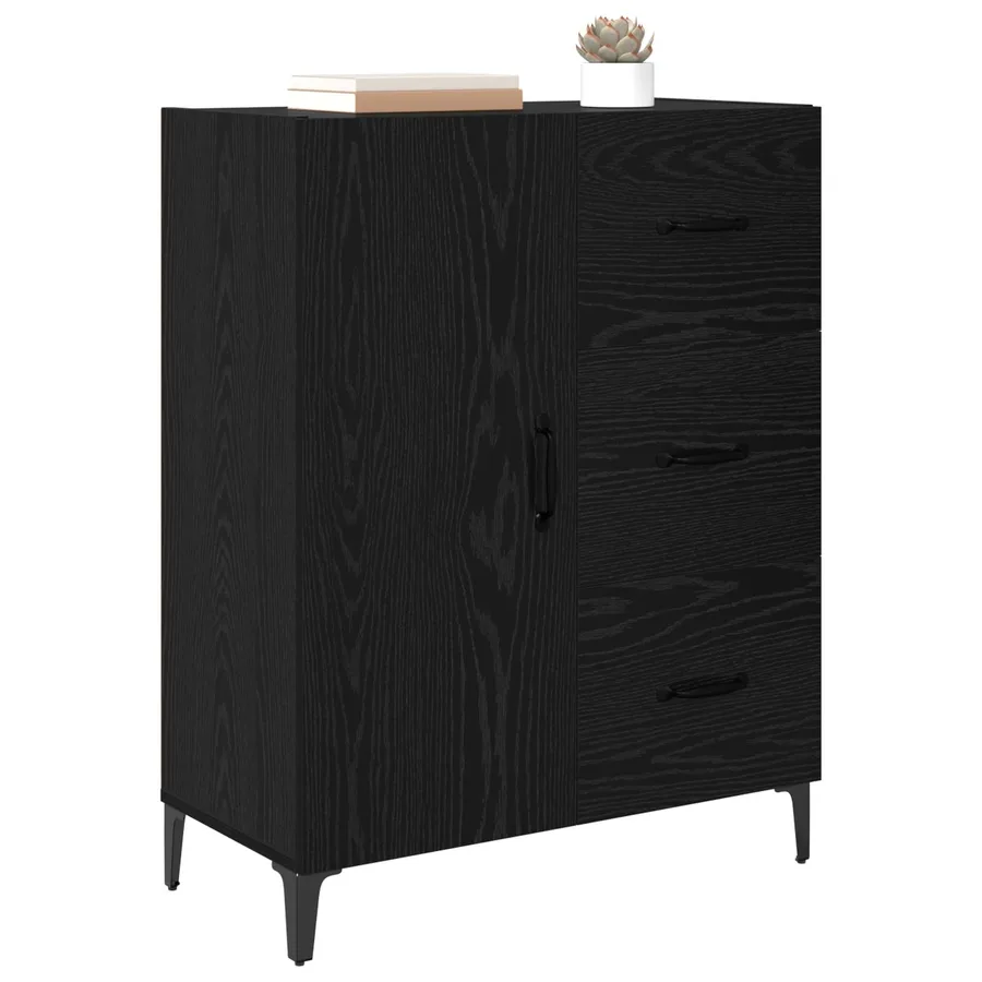 Buffet Chêne noir 69,5 x 34 x 90 cm Bois d'ingénierie - 3
