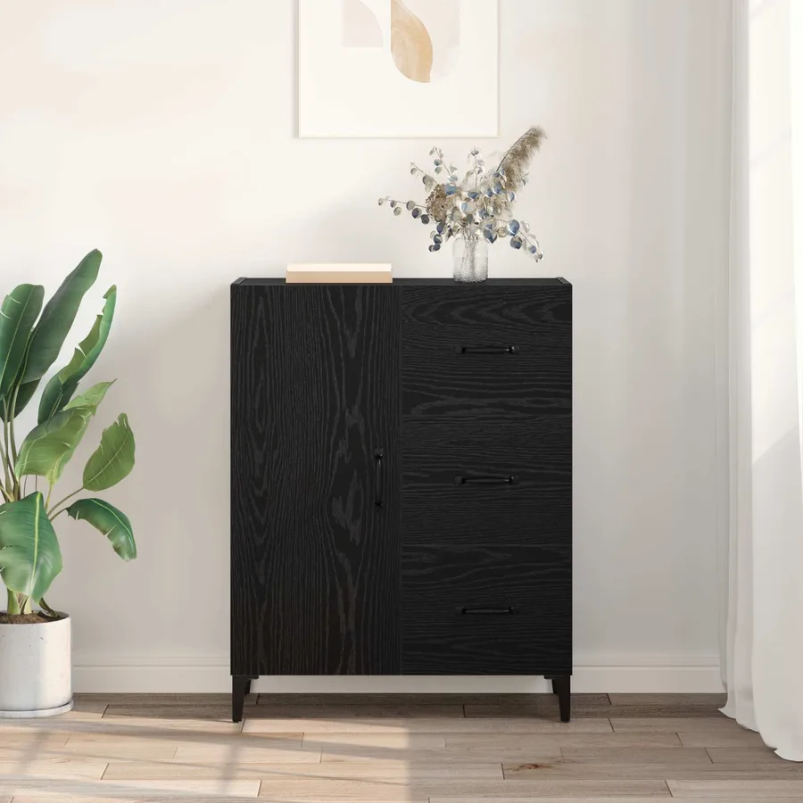 Buffet Chêne noir 69,5 x 34 x 90 cm Bois d'ingénierie - 4