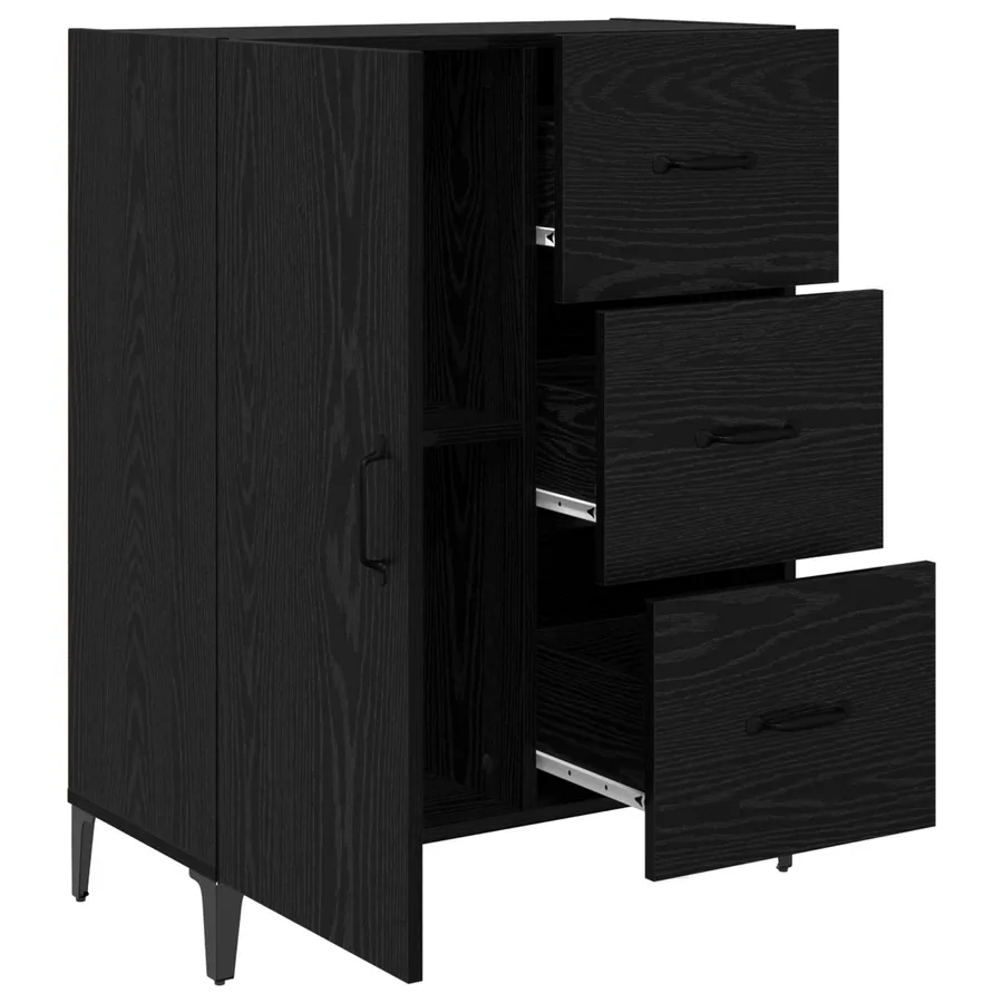 Buffet Chêne noir 69,5 x 34 x 90 cm Bois d'ingénierie - 5