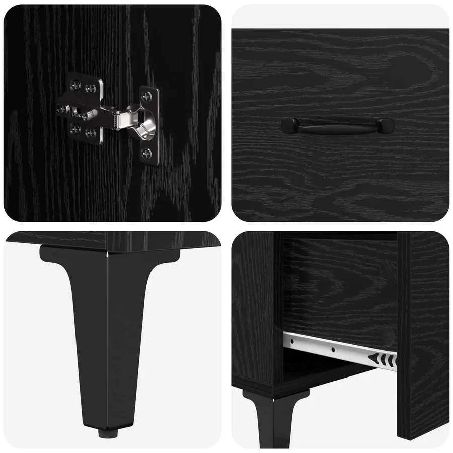 Buffet Chêne noir 69,5 x 34 x 90 cm Bois d'ingénierie - 9