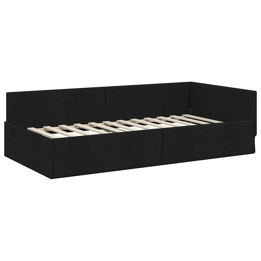 Cadre de lit d'angle avec matelas Autre 2 pcs Noir tissu - 5