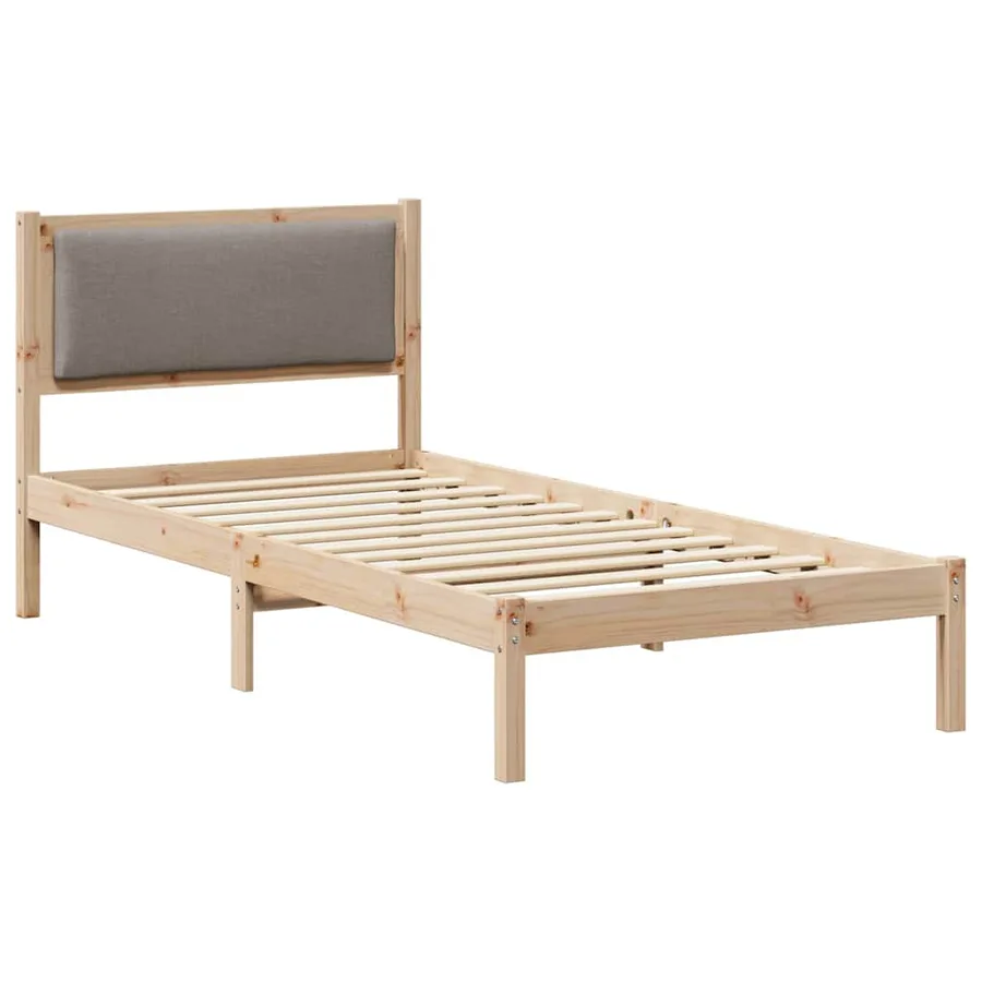 Cadre de lit avec tête de lit Taupe 90 x 200 cm Pin massif - 2