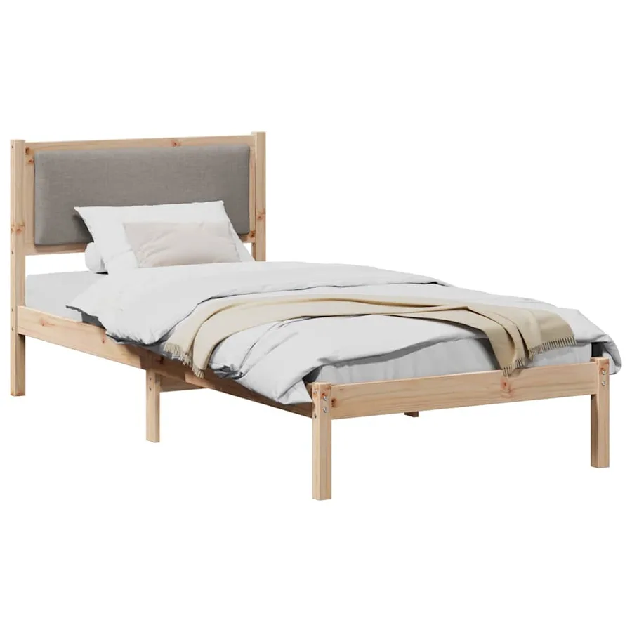 Cadre de lit avec tête de lit Taupe 90 x 200 cm Pin massif - 3