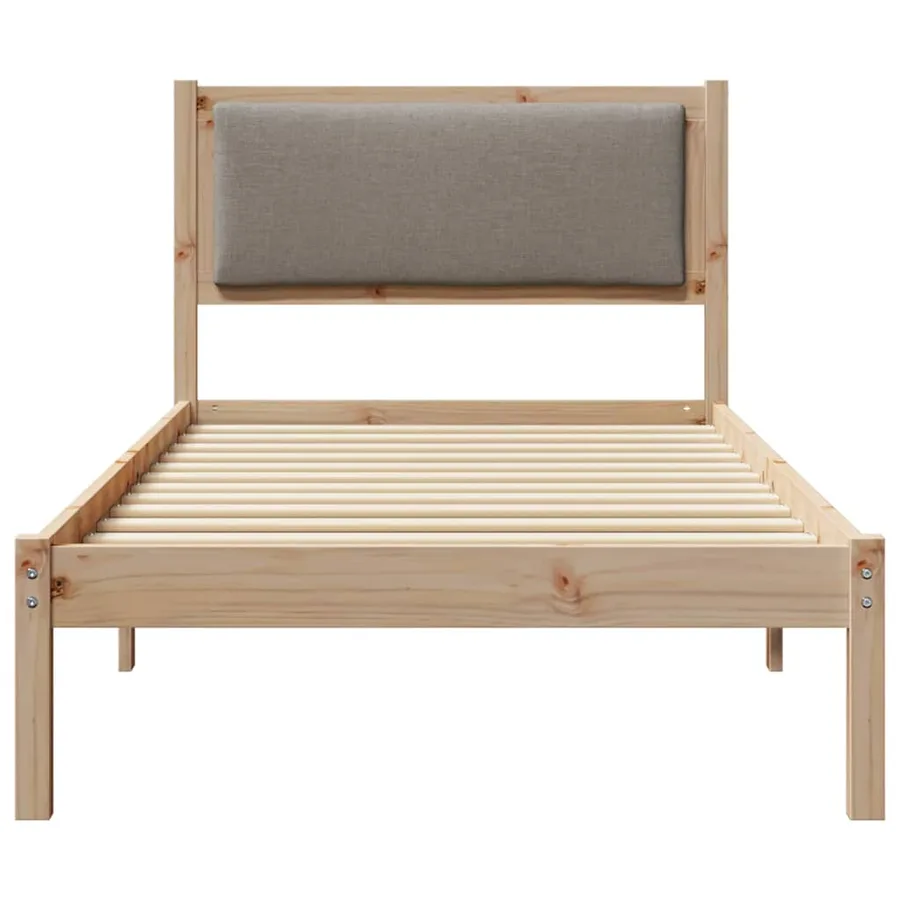 Cadre de lit avec tête de lit Taupe 90 x 200 cm Pin massif - 5