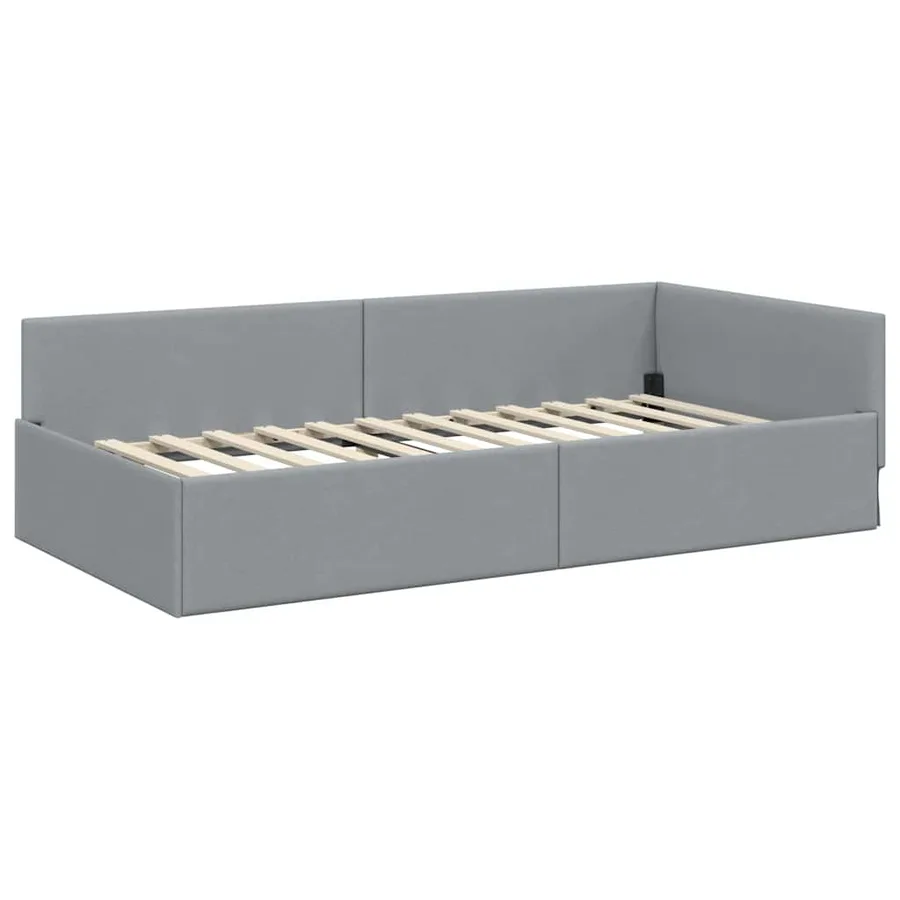 Cadre de lit d'angle avec matelas Autre 2 pcs Gris clair tissu - 6