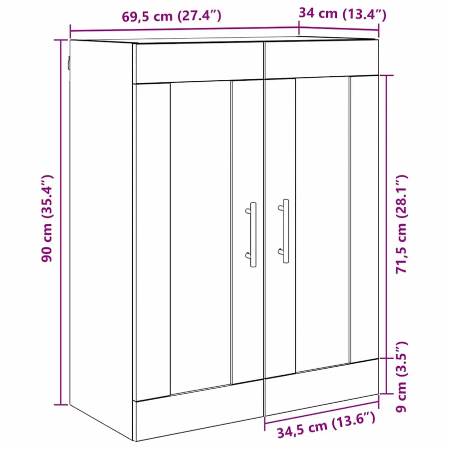 Meuble mural Chêne artisanal 69,5 x 34 x 90 cm - 12