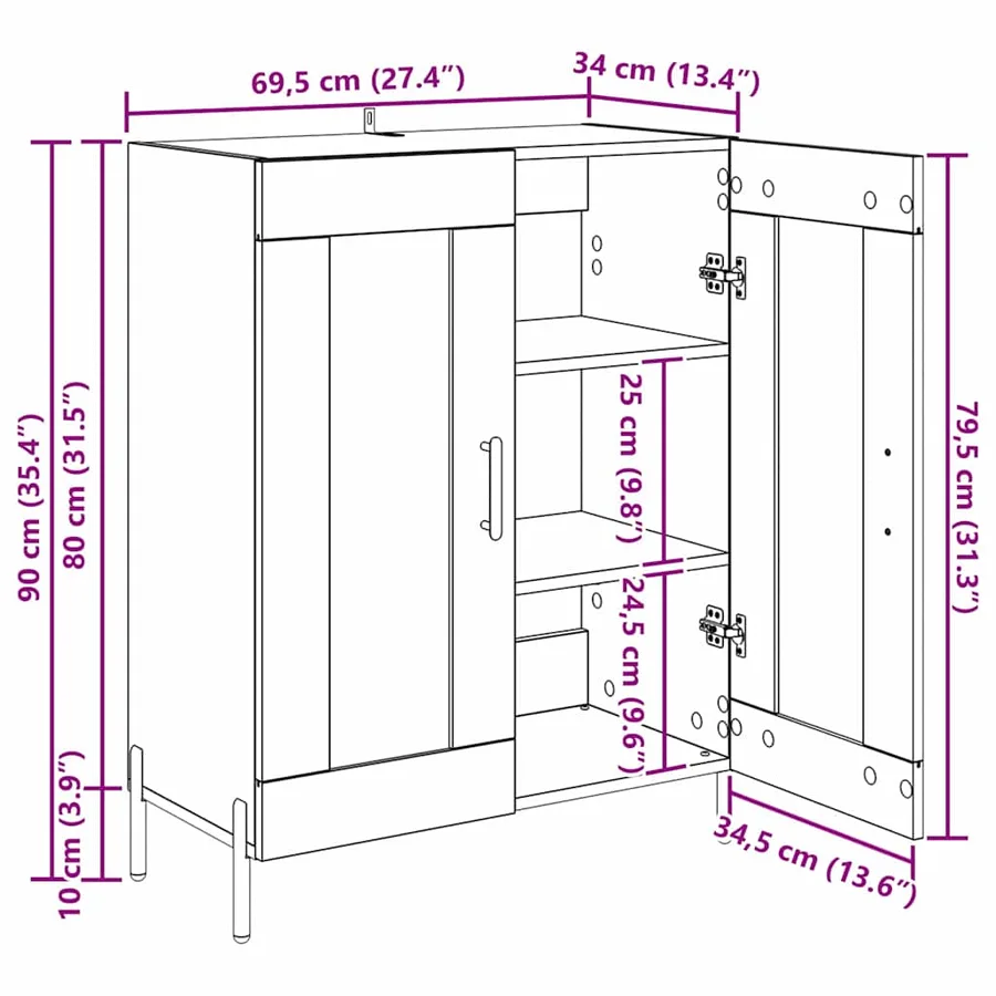 Buffet Chêne artisanal 69,5 x 34 x 90 cm - 14