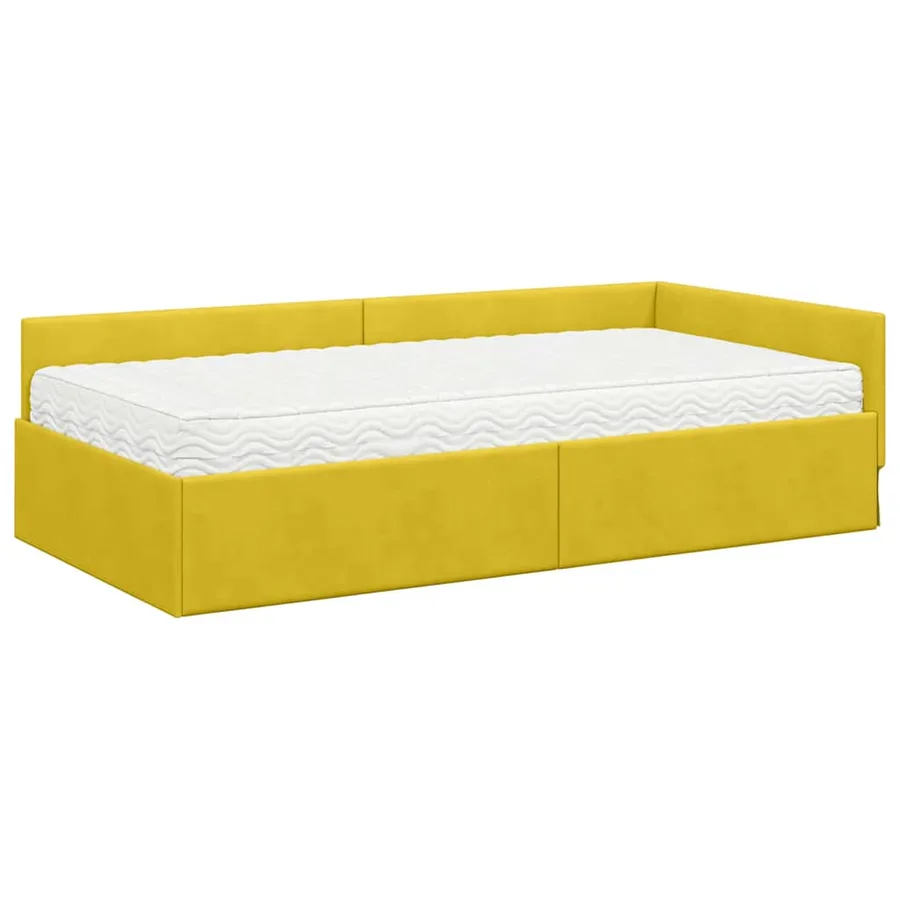 Cadre de lit d'angle avec matelas Autre 2 pcs Vert Velours - 4
