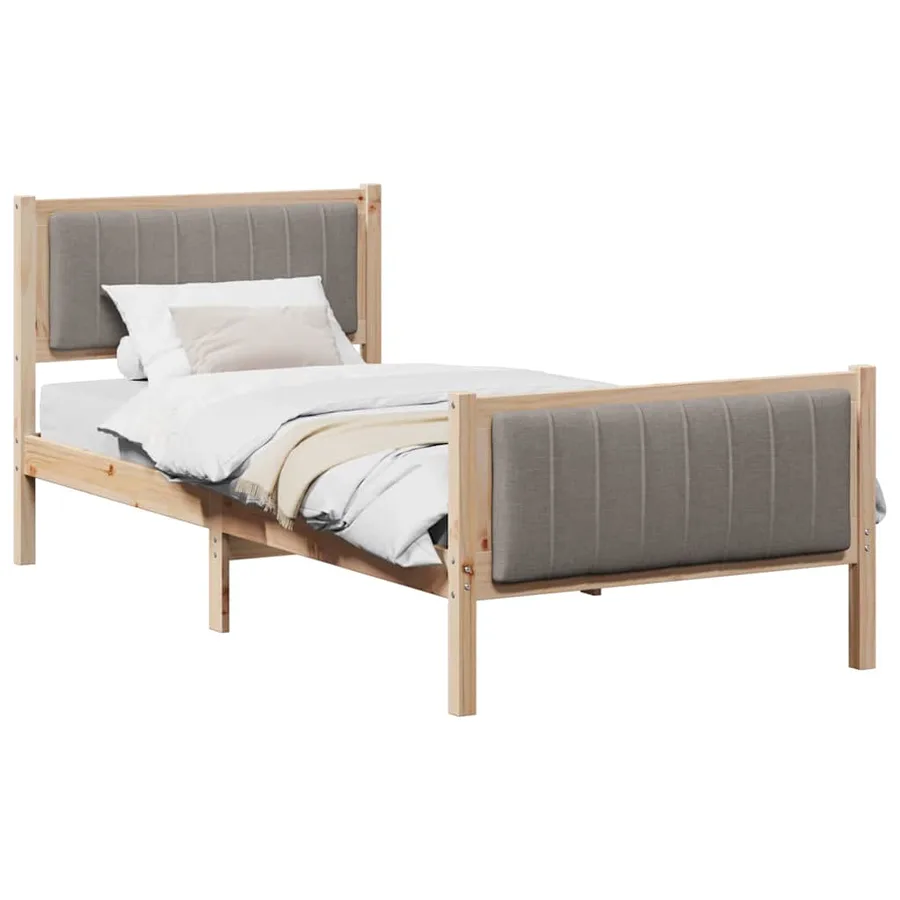 Cadre de lit Marron et taupe 90 x 190 cm Bois massif en pin - 3