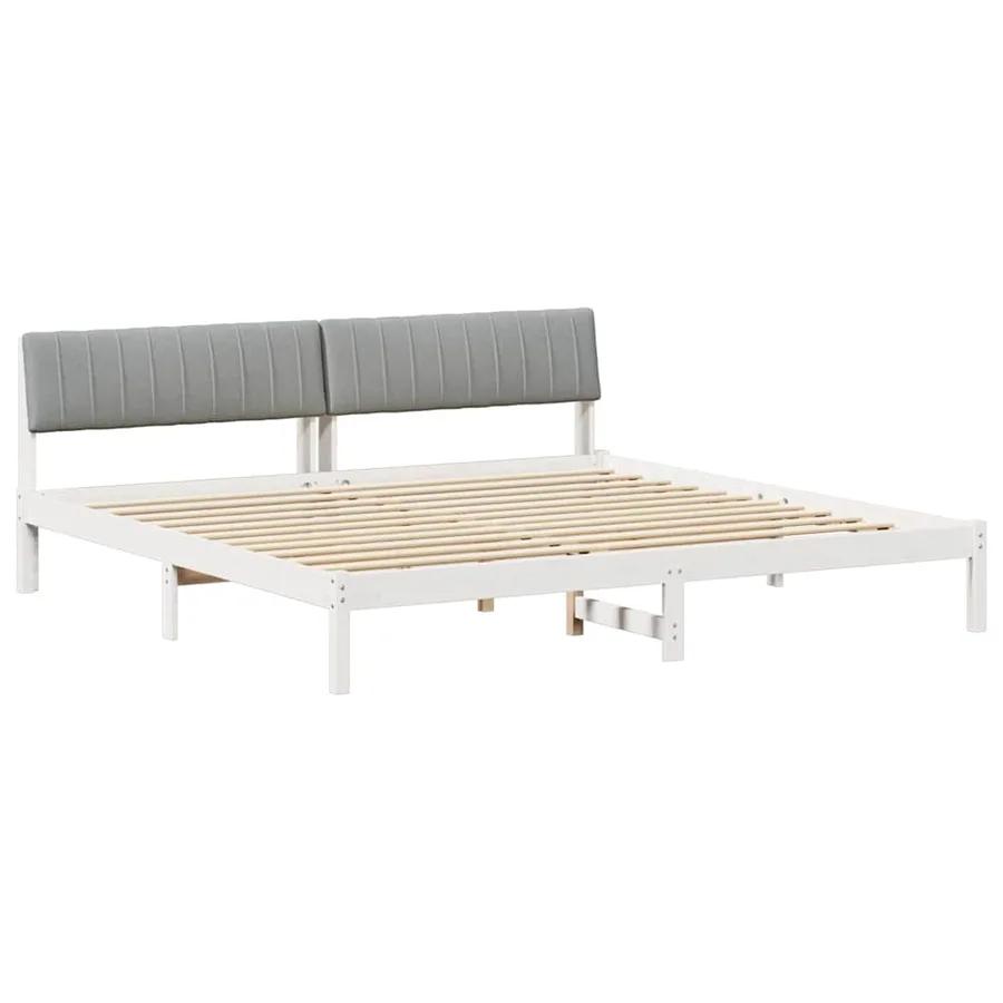 Cadre de lit avec tête de lit Blanc et gris clair 200 x 200 cm - 2