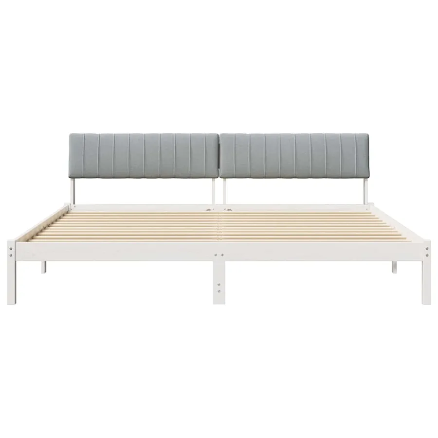 Cadre de lit avec tête de lit Blanc et gris clair 200 x 200 cm - 5