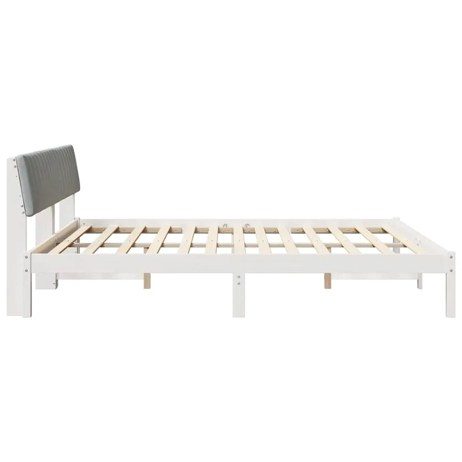 Cadre de lit avec tête de lit Blanc et gris clair 200 x 200 cm - 6
