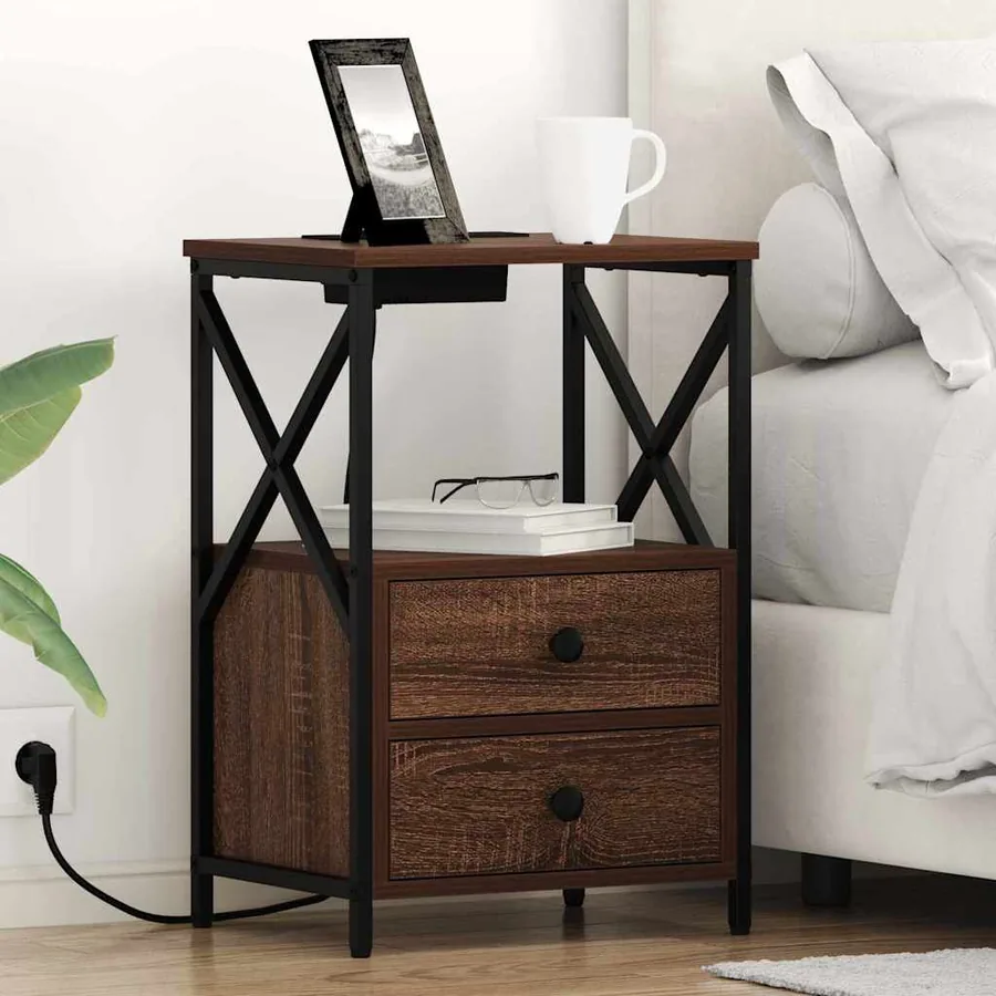 Cabinet de chevet avec tiroir 2 pcs Chêne brun 40 x 31 x 60 cm