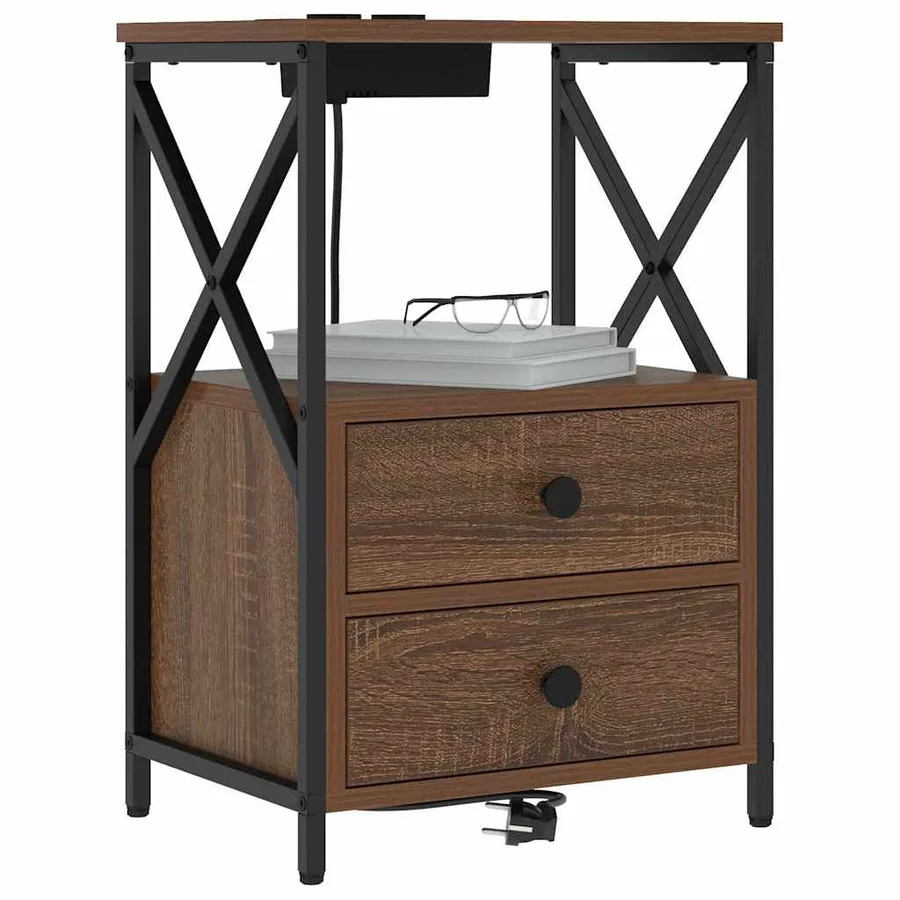 Cabinet de chevet avec tiroir 2 pcs Chêne brun 40 x 31 x 60 cm - 3