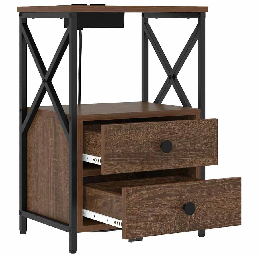 Cabinet de chevet avec tiroir 2 pcs Chêne brun 40 x 31 x 60 cm - 6