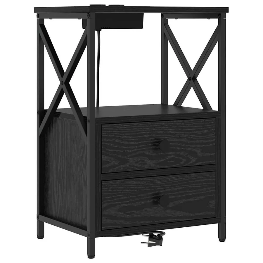 Cabinet de chevet Chêne noir 40 x 31 x 60 cm Bois d'ingénierie - 2