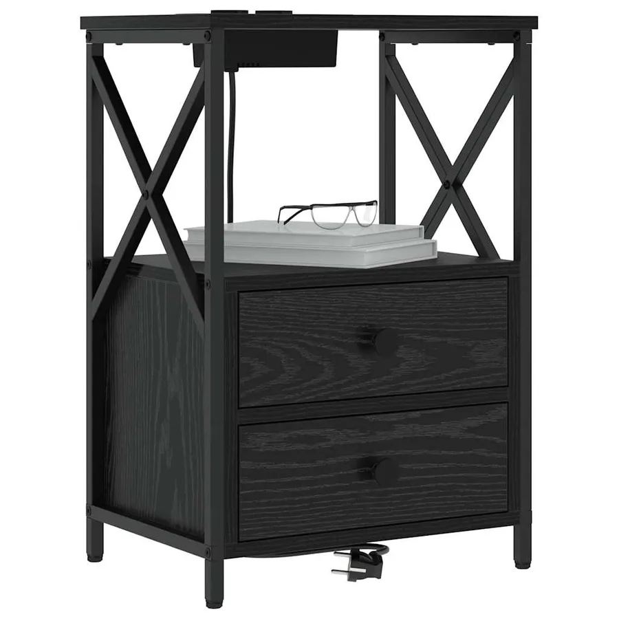 Cabinet de chevet Chêne noir 40 x 31 x 60 cm Bois d'ingénierie - 3
