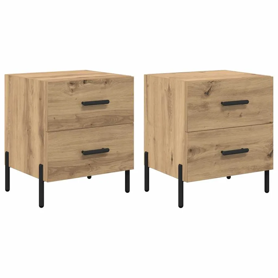 Cabinet de chevet 2 pc Chêne artisanal 40 x 35 x 47,5 cm - 2