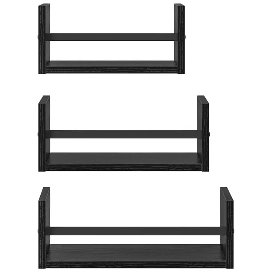 Ensemble d'étagères murales 3 pcs Chêne noir 40x16x14cm - 5