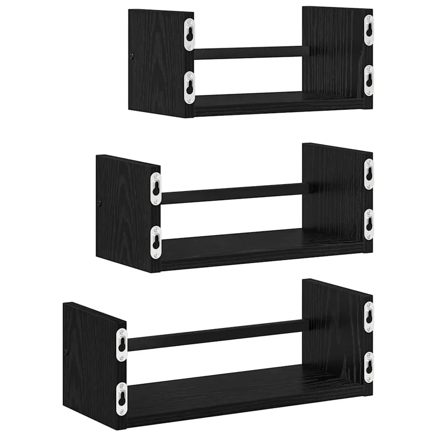 Ensemble d'étagères murales 3 pcs Chêne noir 40x16x14cm - 7