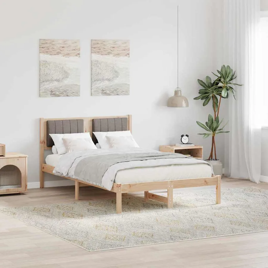 Cadre de lit avec tête de lit rembourrée Taupe 120 x 200 cm