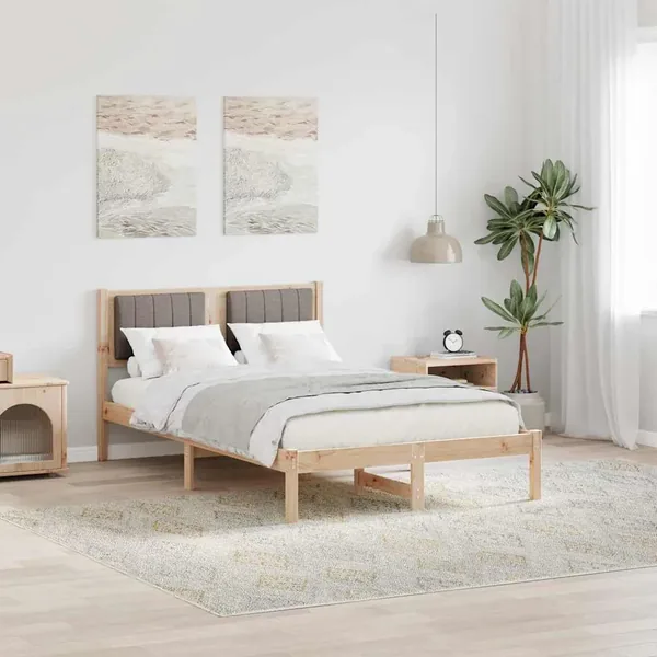 Cadre de lit avec tête de lit rembourrée Taupe 120 x 200 cm