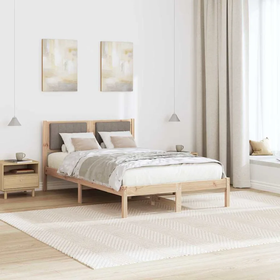 Cadre de lit avec tête de lit rembourrée Taupe 120 x 200 cm - 4