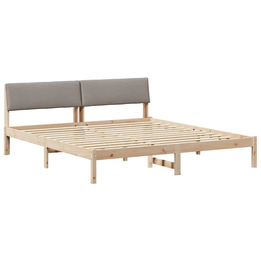 Cadre de lit Marron et taupe 200 x 200 cm Bois massif en pin - 2