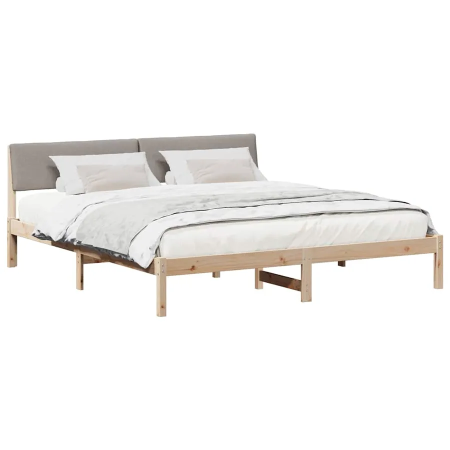 Cadre de lit Marron et taupe 200 x 200 cm Bois massif en pin - 3