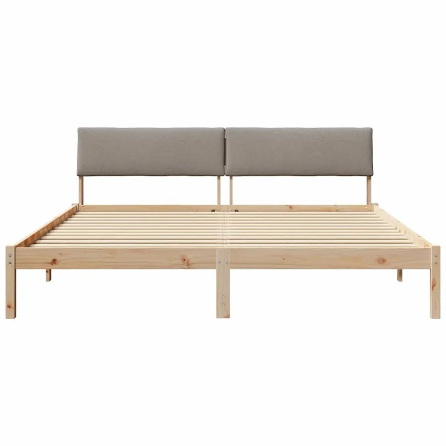 Cadre de lit Marron et taupe 200 x 200 cm Bois massif en pin - 5
