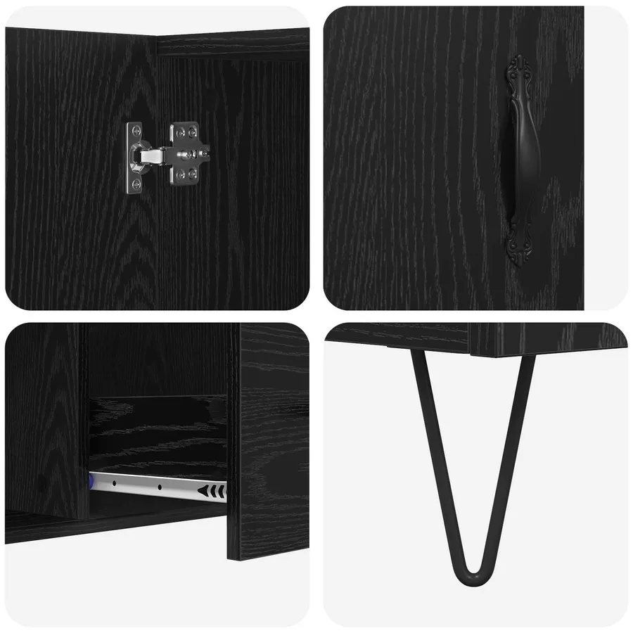 Buffet Chêne noir 100 x 36 x 60 cm Bois d'ingénierie - 9