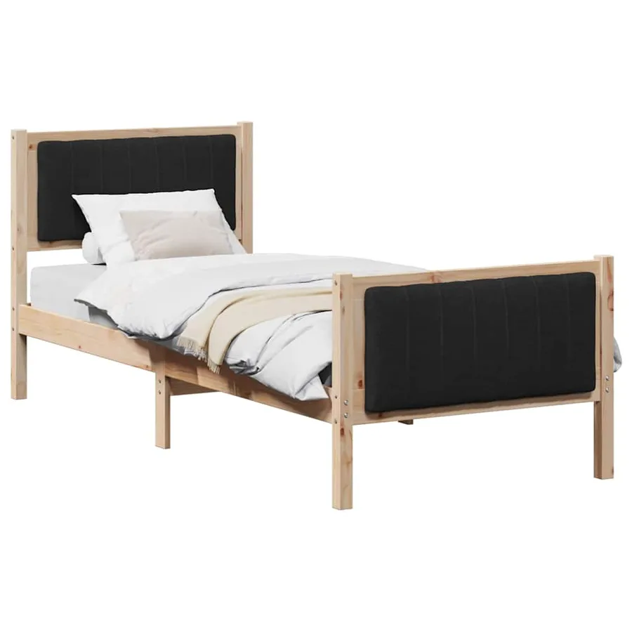 Cadre de lit Marron et noir 75 x 190 cm Bois massif en pin - 3