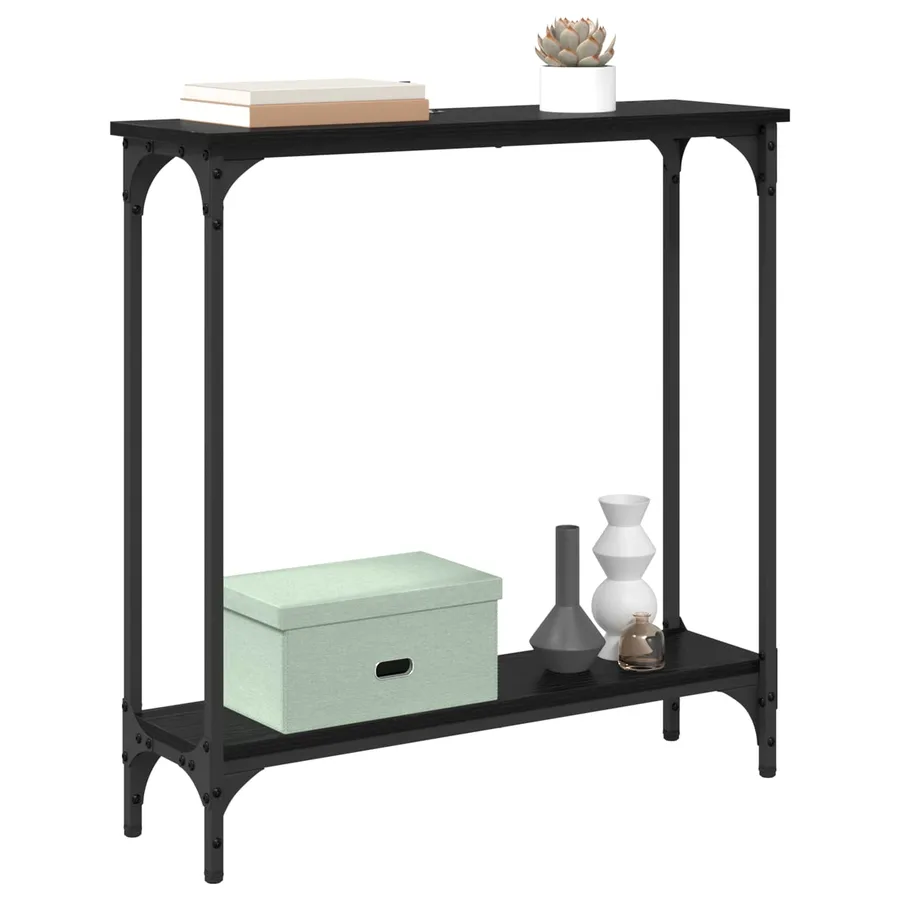 Table console Chêne noir 75 x 22,5 x 75 cm Bois d'ingénierie - 3