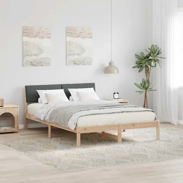 Cadre de lit avec tête de lit marron et gris foncé 150 x 200 cm