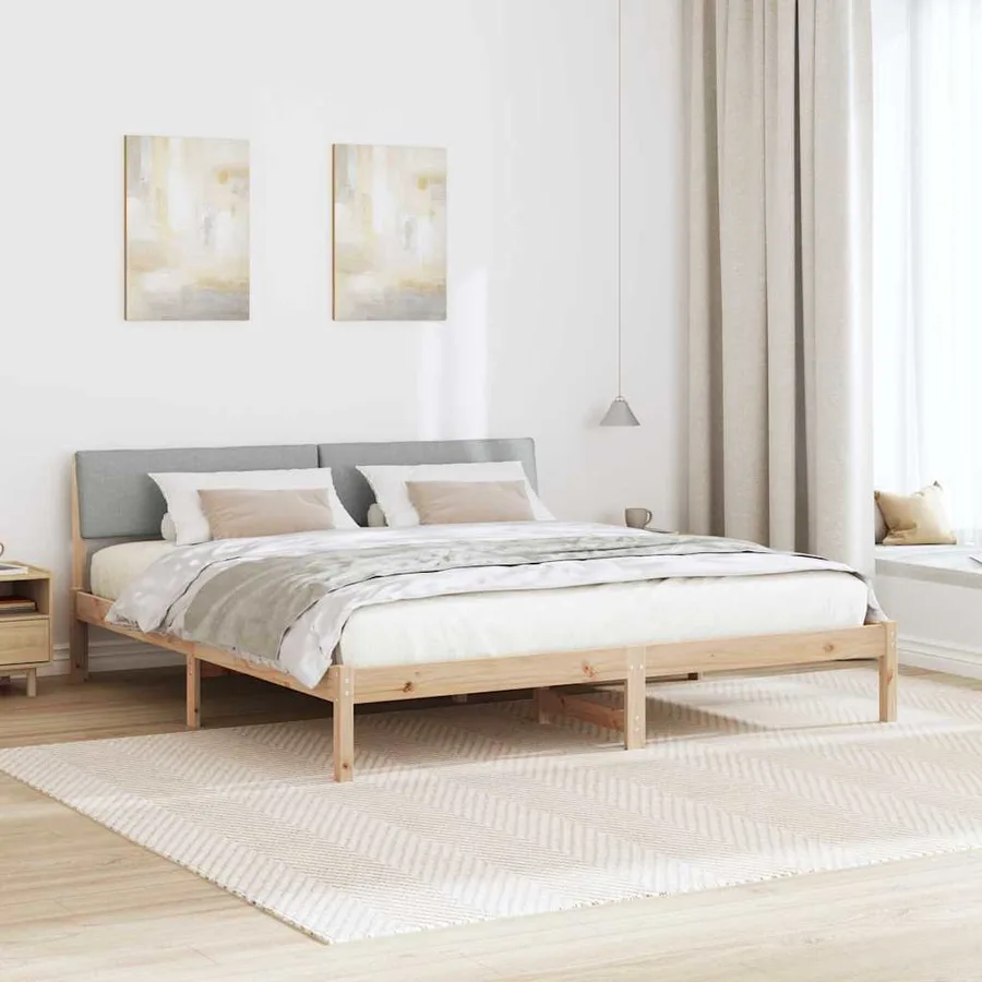 Cadre de lit avec tête de lit Marron et gris clair 180 x 200 cm - 4