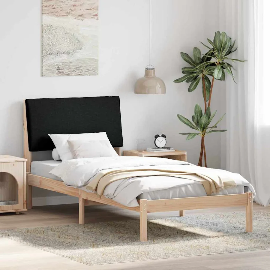 Cadre de lit Marron et noir 100 x 200 cm Bois massif en pin