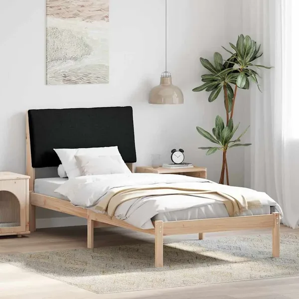 Cadre de lit Marron et noir 100 x 200 cm Bois massif en pin