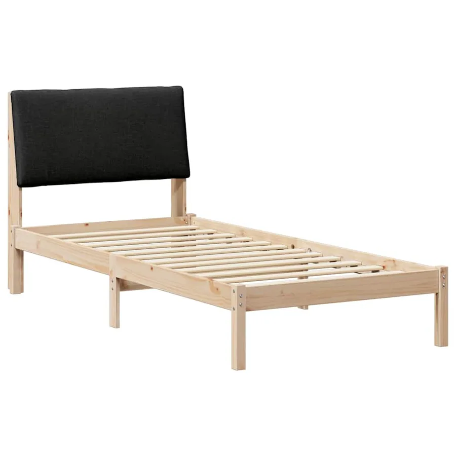 Cadre de lit Marron et noir 100 x 200 cm Bois massif en pin - 2