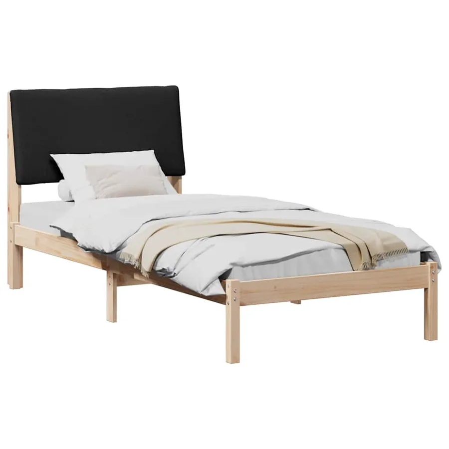 Cadre de lit Marron et noir 100 x 200 cm Bois massif en pin - 3