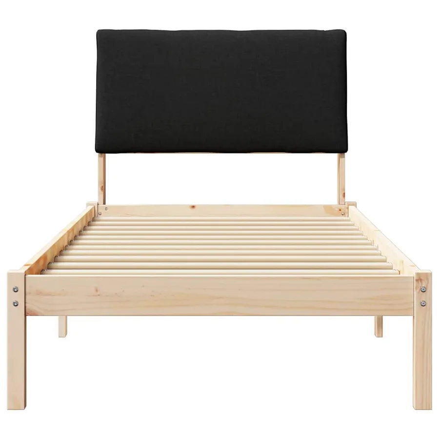 Cadre de lit Marron et noir 100 x 200 cm Bois massif en pin - 5
