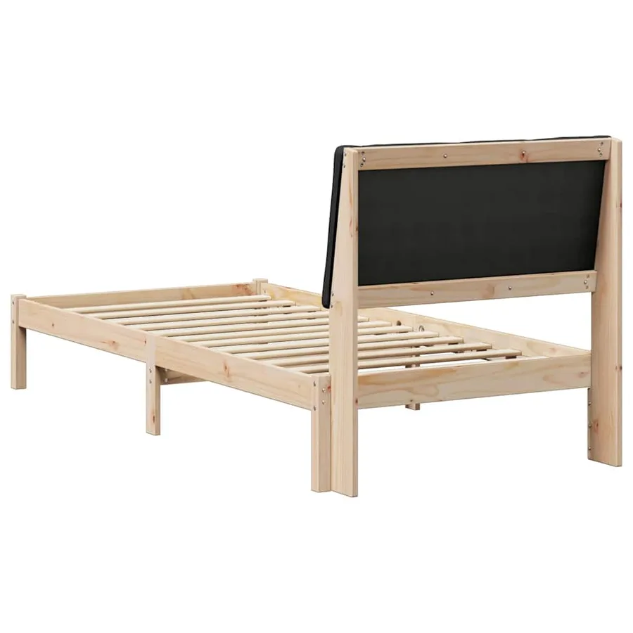 Cadre de lit Marron et noir 100 x 200 cm Bois massif en pin - 7