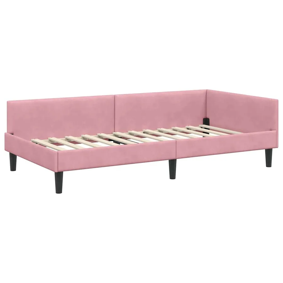 Cadre de lit d'angle Rose 90 cm x 190 cm Velours - 4